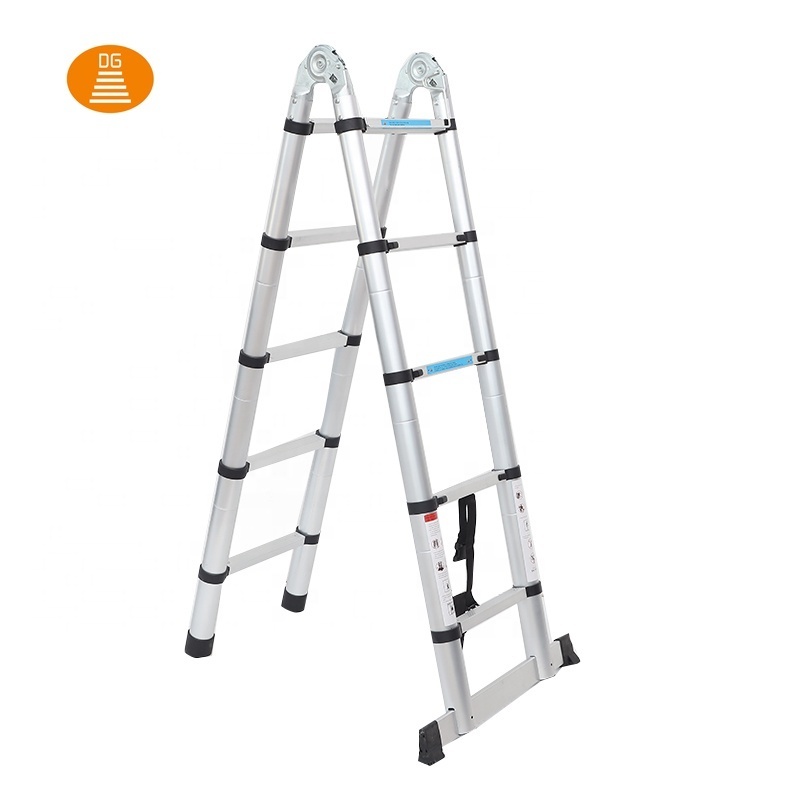 Aluminum Double Sides Multipurpose Extending Telescopic Ladder With Hinges