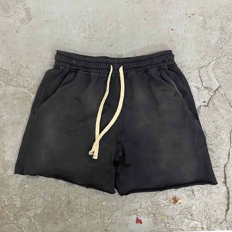 Custom Cotton Raw Hem Acid Wash Jogger ripped Shorts French Terry Sweat Short Pants Plain Fleece Streetwear Shorts For Men