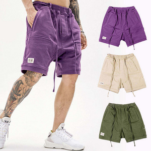 wholesale Custom blank cargo shorts Cotton Casual Embroidered Elastic Waist vintage acid wash baggy Cargo Shorts for men