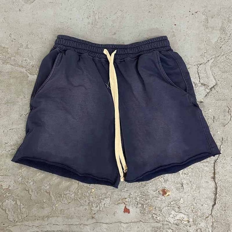 Custom Cotton Raw Hem Acid Wash Jogger ripped Shorts French Terry Sweat Short Pants Plain Fleece Streetwear Shorts For Men