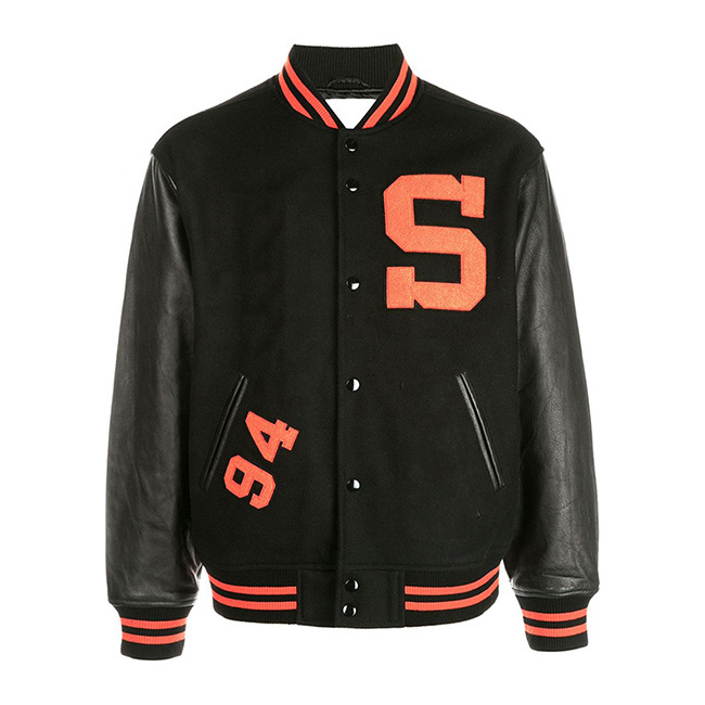 Design logo embroidery with patches bomber jacket Custom Embroidered Chenille for leather varsity jackets men