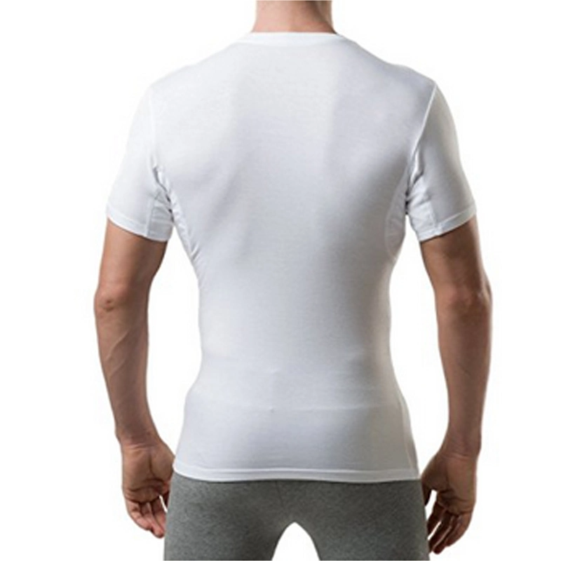 Custom brand bamboo spandex cotton sweatproof v neck t-shirt men's sweat proof undershirt muscle slim fit t shirt for men