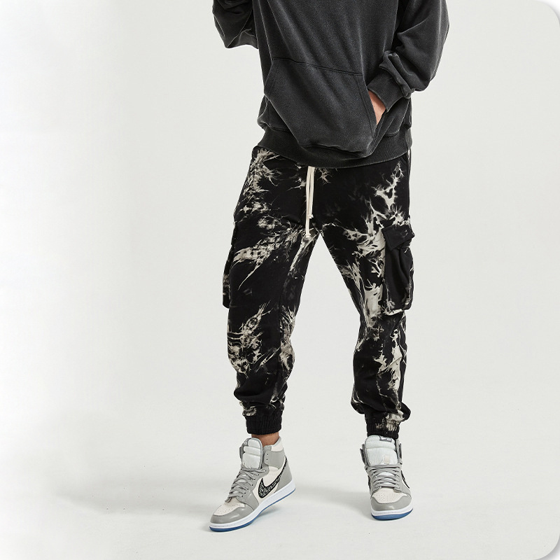 2022 New Style Dongguan Factory Clothing Men Cargo Cotton Joggers With Pockets Tie Dye Joggers Wholesale Pants