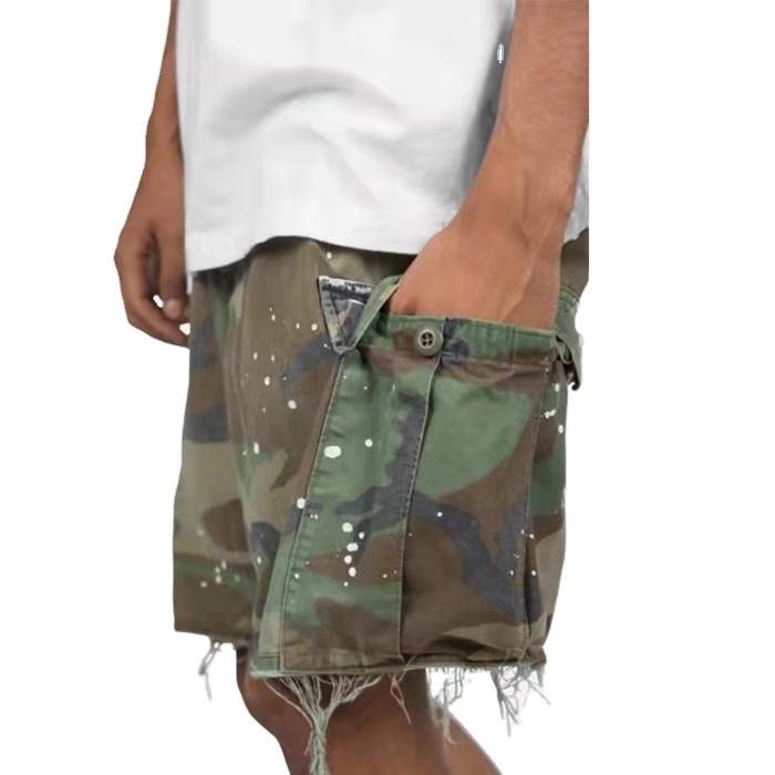 Summer High Quality Shorts Custom Lace-Up DesignMens Cargo Pants Shorts with Pockets  Camouflage Short Men