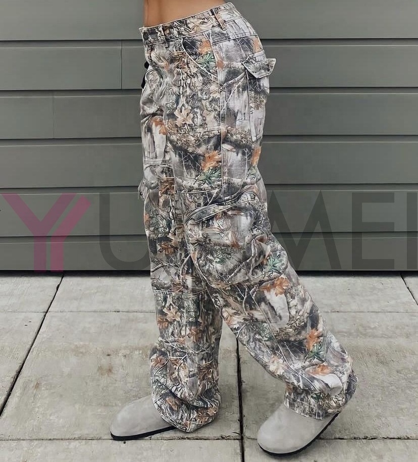 Custom Logo Wholesale Woven Pocket Mens Jogger Parachute Carpenter Track Pants Hunting Camouflage Camo Cargo Pants For Men