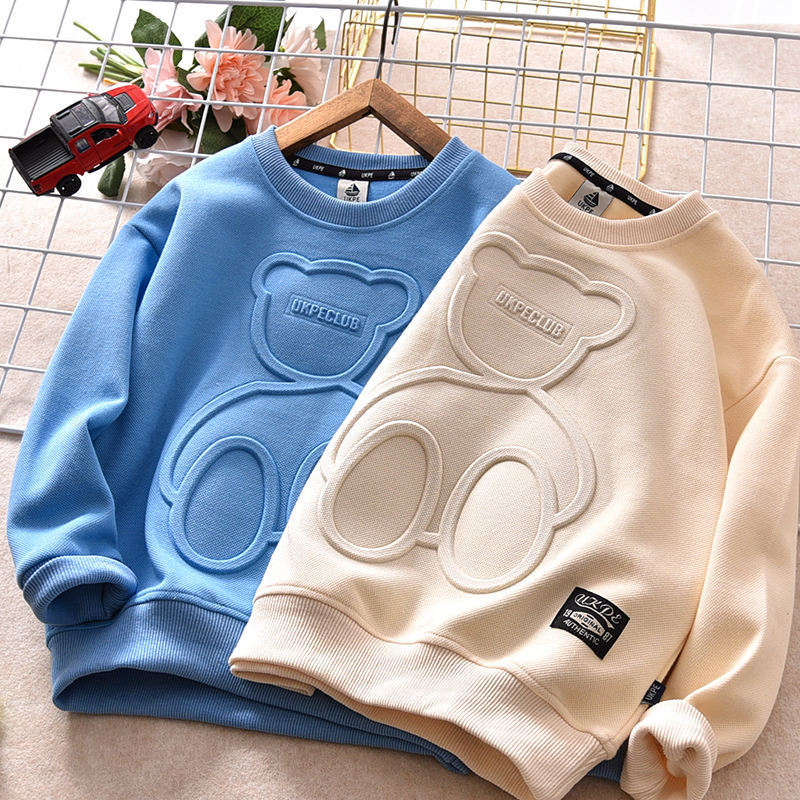 Oem French Terry Heavy Cotton Emboss Sudadera Sweat Shirt Unisex Custom logo 3d Embossed Crewneck Sweater Sweatshirt For Men