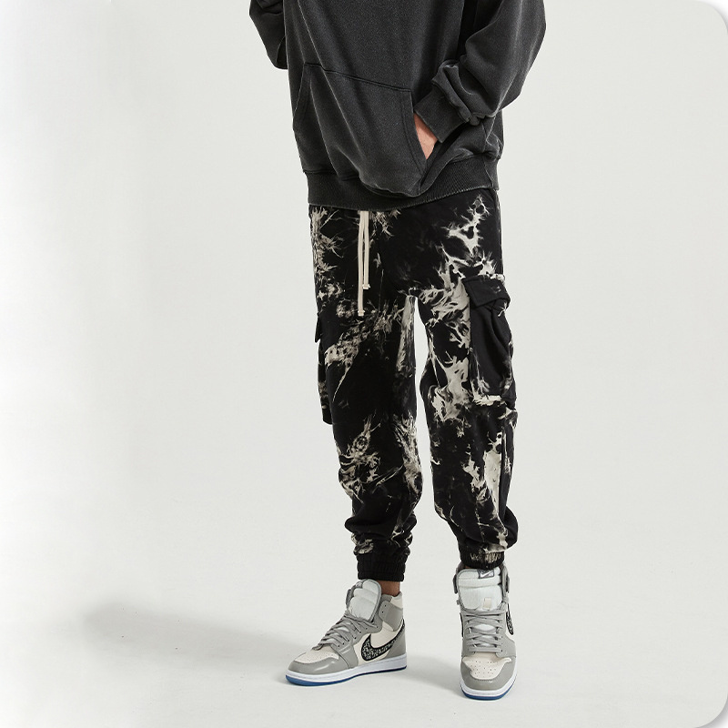 2022 New Style Dongguan Factory Clothing Men Cargo Cotton Joggers With Pockets Tie Dye Joggers Wholesale Pants