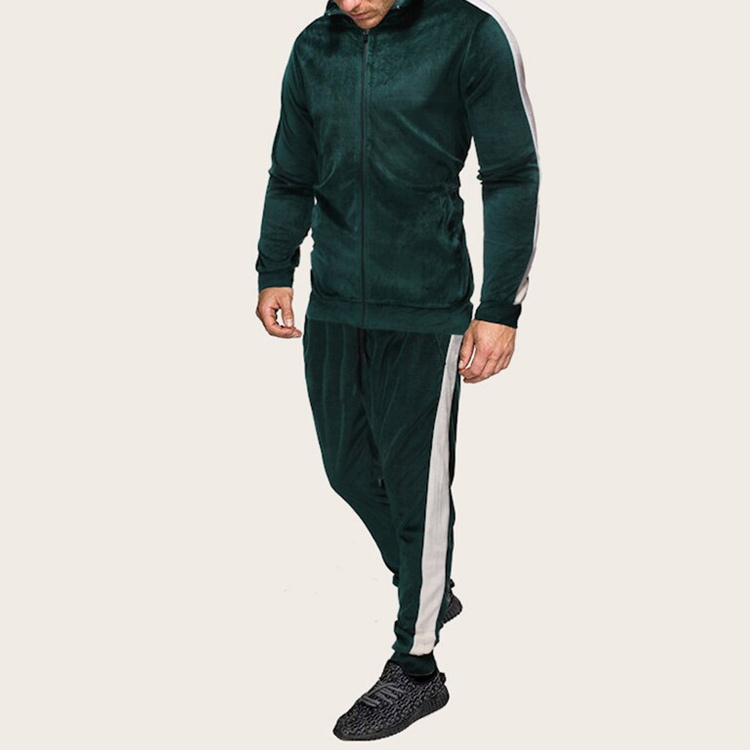 Custom Clothing Vendor Mens Designer Track Jogging Suit Luxury Blank Velvet Velour Tracksuits For Men