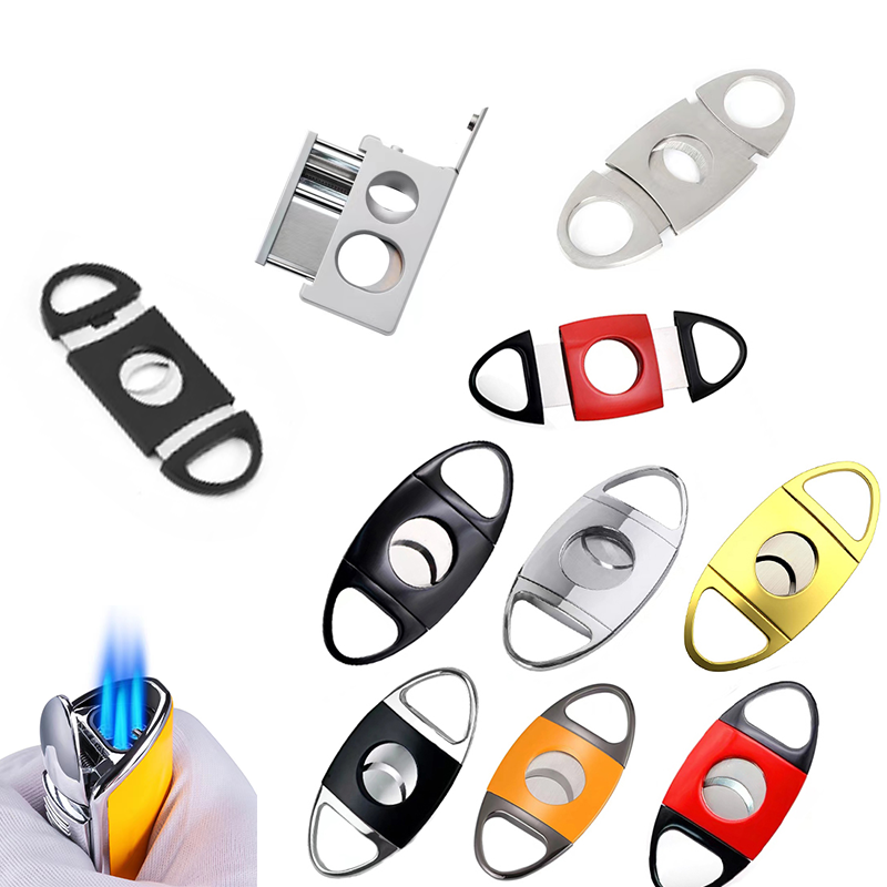 Stainless Steel Cigar Cutter Luxury Cigar Cutter and Lighter Triple Torch Lighter with Cigar Cutter