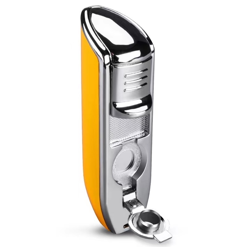 Stainless Steel Cigar Cutter Luxury Cigar Cutter and Lighter Triple Torch Lighter with Cigar Cutter