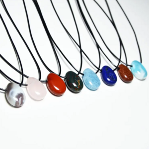 Miss Stone 30mm Colorful Teardrop Gemstone Necklace Natural Quartz Agate Crystal Jade Larimar Polished Jewelry