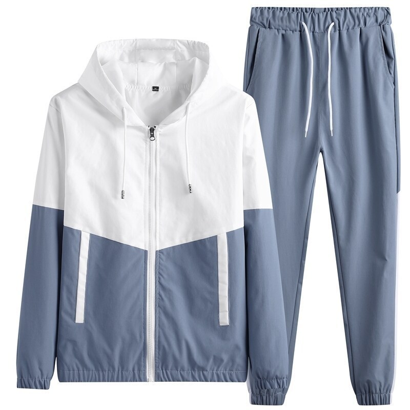 Casual Hoodies Tracksuit Sets Hip Hop Streetwear Sports Suits Spring Male Patchwork Jackets Pants Two Piece Sets