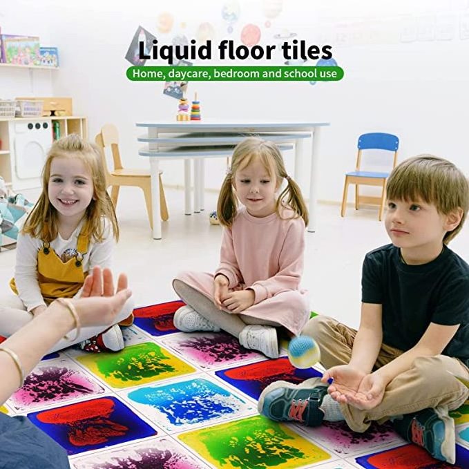 50*50 cm interactive Sensory Liquid Floor tiles Children's Vinyl Flooring Kids Plastic Flooring Mats For Kids