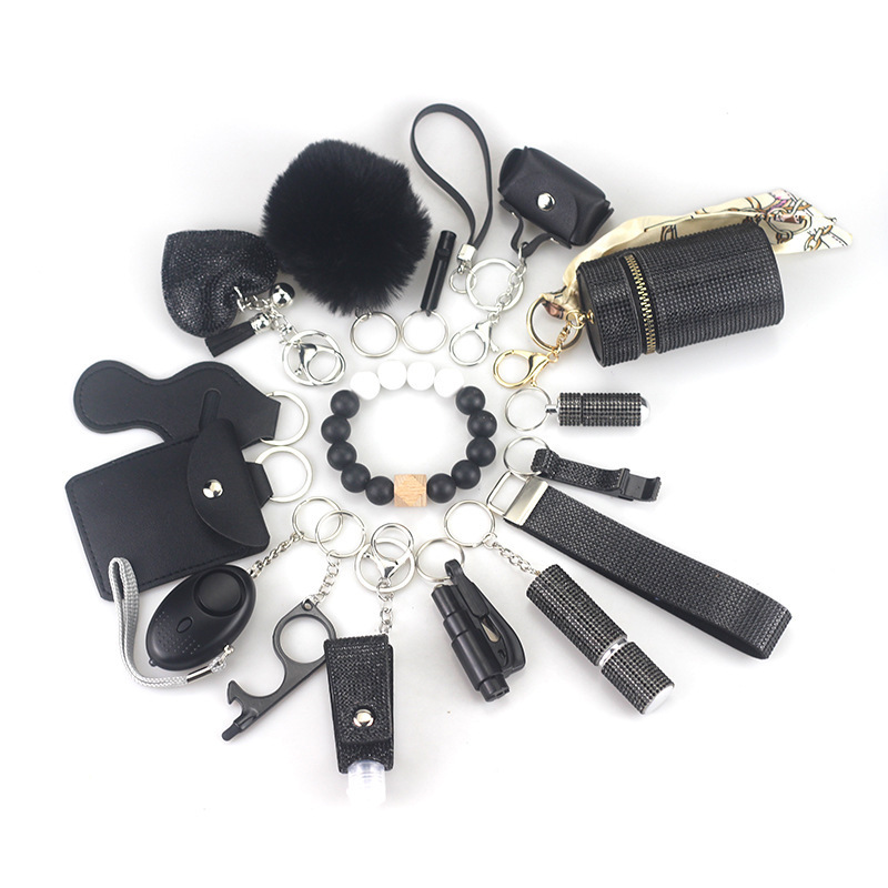 Hotsale Self Defense Supplies Self Defense Keychain Alarm Perfume Spray Shell Keychain Set Self Defense Tools Keychain for Women