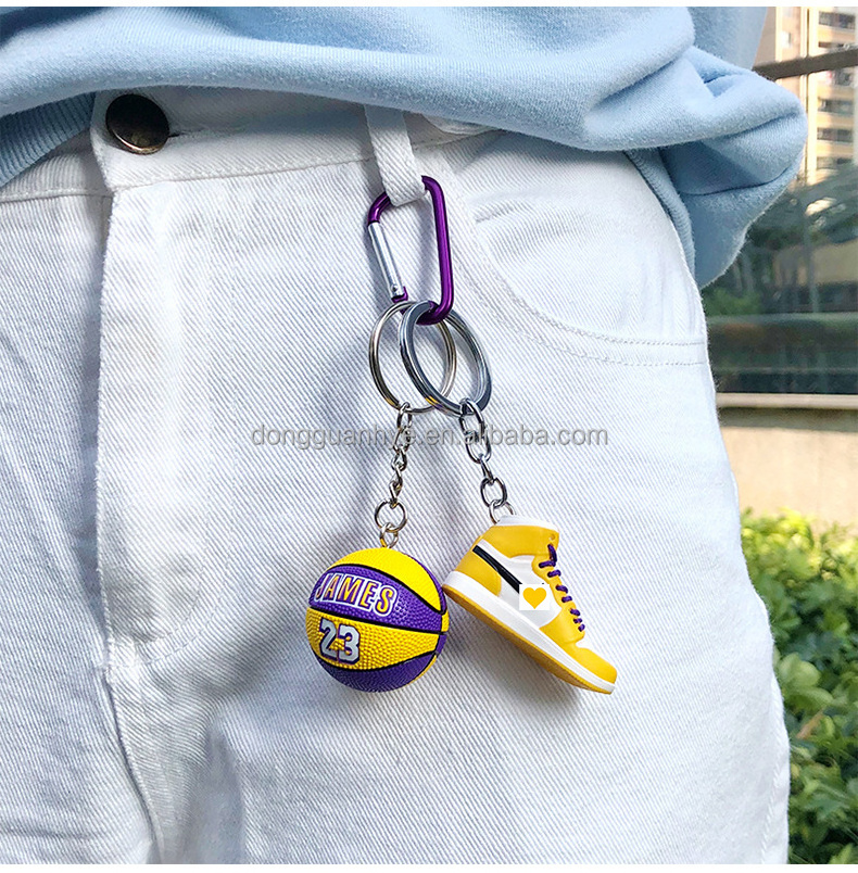 Rubber Silicone 3D Mini Dunk J Ordan Trainers Basketball Shoe Keychain 3D Mini Sneaker With Box With Mini Box