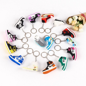 Rubber Silicone 3D Mini Dunk J Ordan Trainers Basketball Shoe Keychain 3D Mini Sneaker With Box With Mini Box