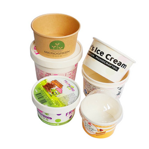 Custom Ice Cream Tub Tube Packaging Suppliers Ice Cream Sticks Popsicle Paper Cups Plastic Bowl Containers With Dome Lids