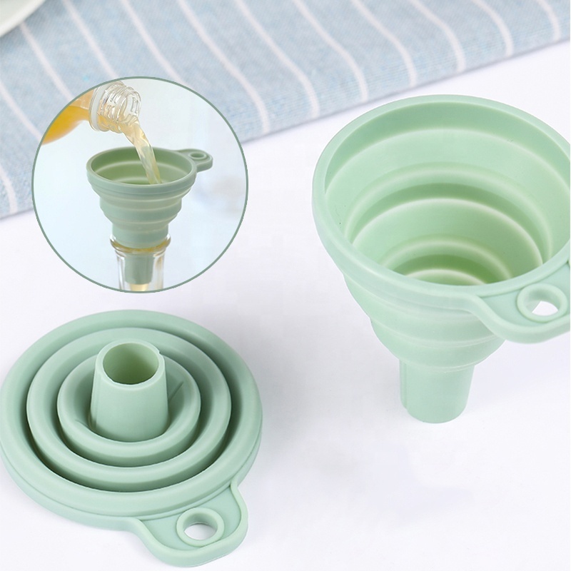 Hot Sales Kitchen Collapsible Funnel Food Grade Silicone Foldable Funnel For Oil Water Bottle Liquid Transfer