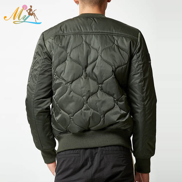 Oval Quilted Bomber Jacket men wholesale Solid color Zippered chest pocket Zipper front for men winter puff down puffer jackets