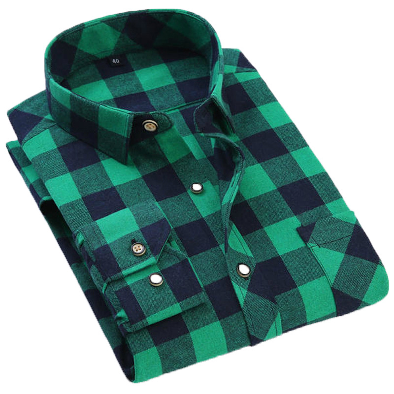 Customized Long Sleeve Plaid Flannel Checked Mens Gym Shirts Wholesale Casual