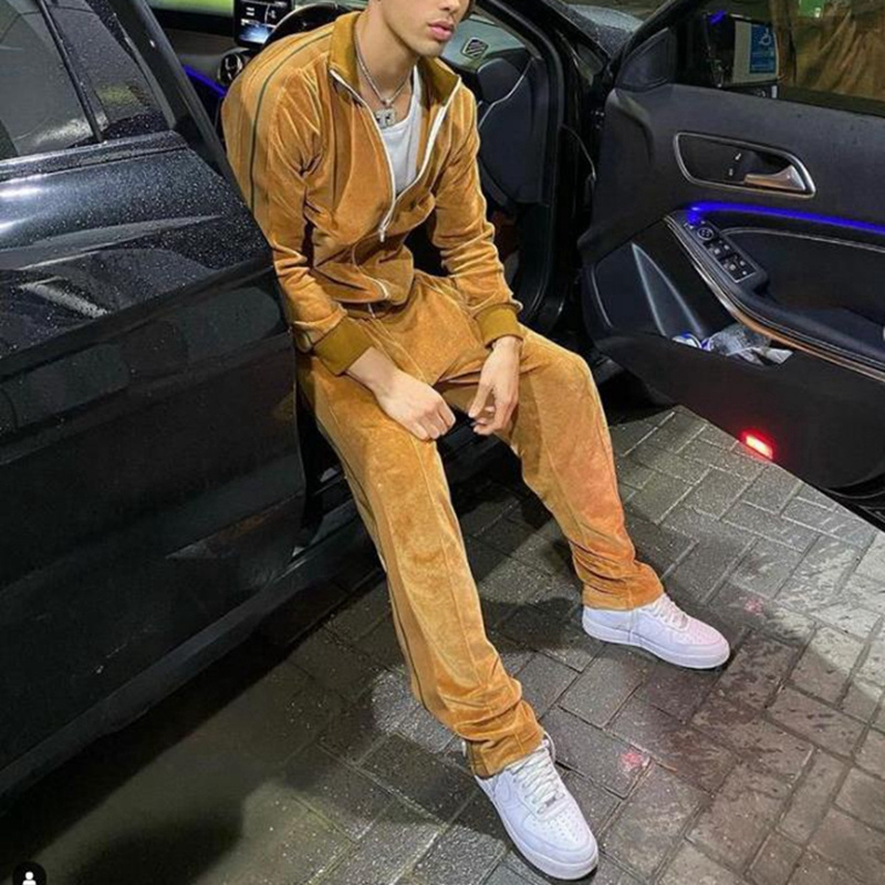 High Quality Unisex Blank Zip Up Sweatshirt Jogging Pants Two Piece Set Private Label Sweat Suits Velour Tracksuit For Men