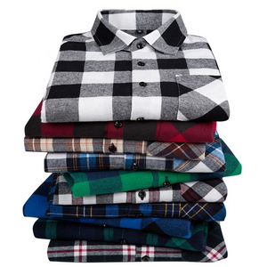 Customized Long Sleeve Plaid Flannel Checked Mens Gym Shirts Wholesale Casual