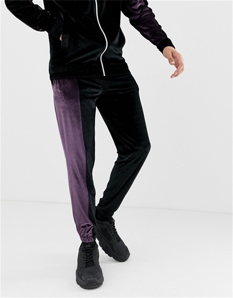 Custom mens trendy gymnastic velour tracksuits for sports gym