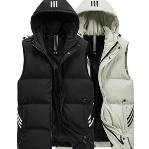 Latest Design Men's Fashion Vest With Hooded Waistcoat Down Cotton Jacket Sleeveless Men's Vest