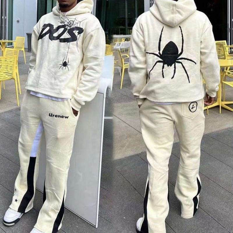 High Quality 100% Cotton Embroidery  Printing Hoodie Oversized Custom Sweatsuits French Terry Flared Sweat Pants Tracksuit Men