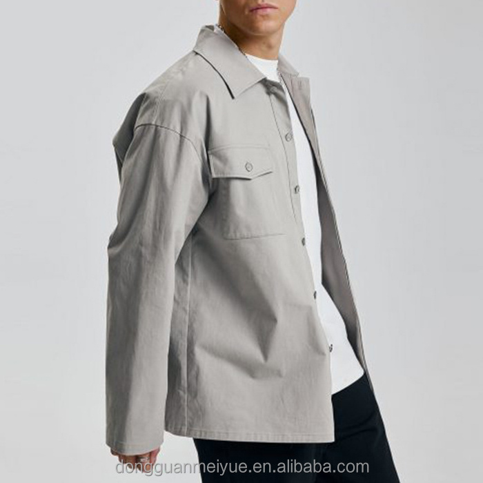 Hot selling custom cargo twill shirt jacket 100% cotton overshirts solid mens casual jacket