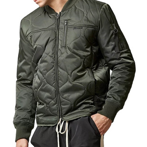 Oval Quilted Bomber Jacket men wholesale Solid color Zippered chest pocket Zipper front for men winter puff down puffer jackets