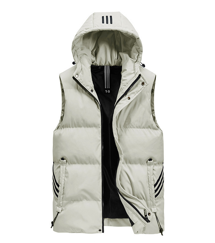 Latest Design Men's Fashion Vest With Hooded Waistcoat Down Cotton Jacket Sleeveless Men's Vest