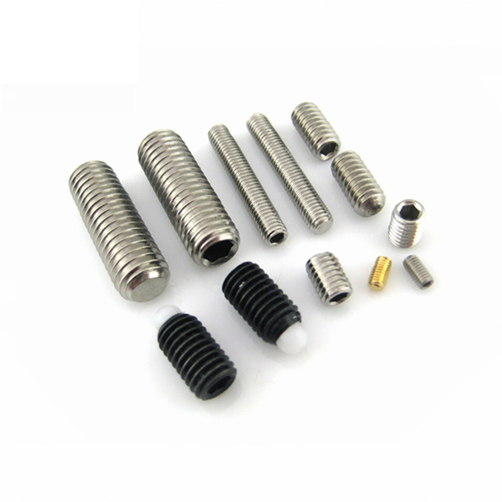 China Manufacture Stainless Steel Cone Point Hexagon Socket Set Screw With Nylon Patch