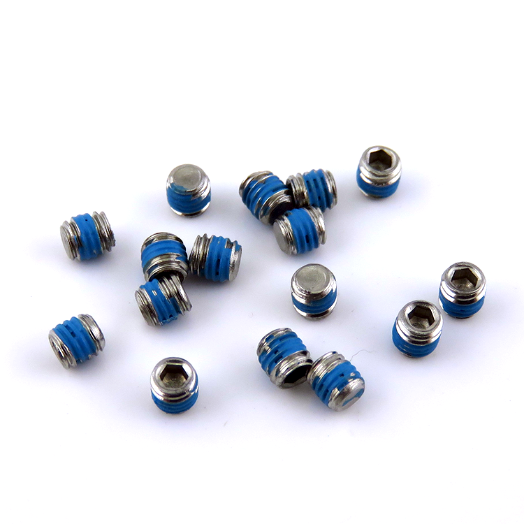 China Manufacture Stainless Steel Cone Point Hexagon Socket Set Screw With Nylon Patch