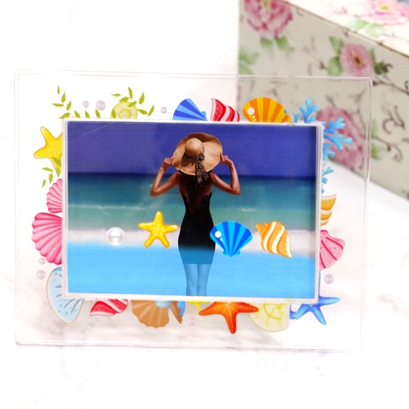 Sanlead 4x6 Glitter Liquid Photo Frame, Clear Plastic Acrylic Floating Sparkle Water Picture Frame