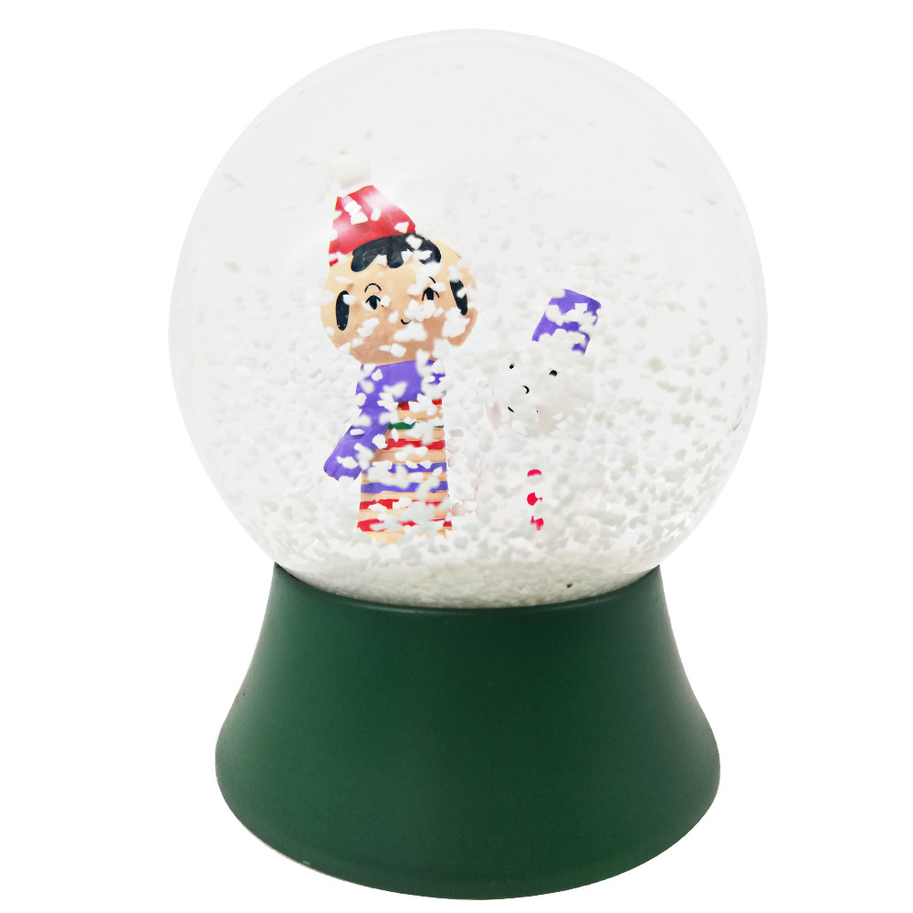 80 mm 8 CM  Glass Snowglobe Custom LOGO Shiny Glitter Polyresin Water Snow Ball Sparkle Winter Liquid Flow Snow Done Globe