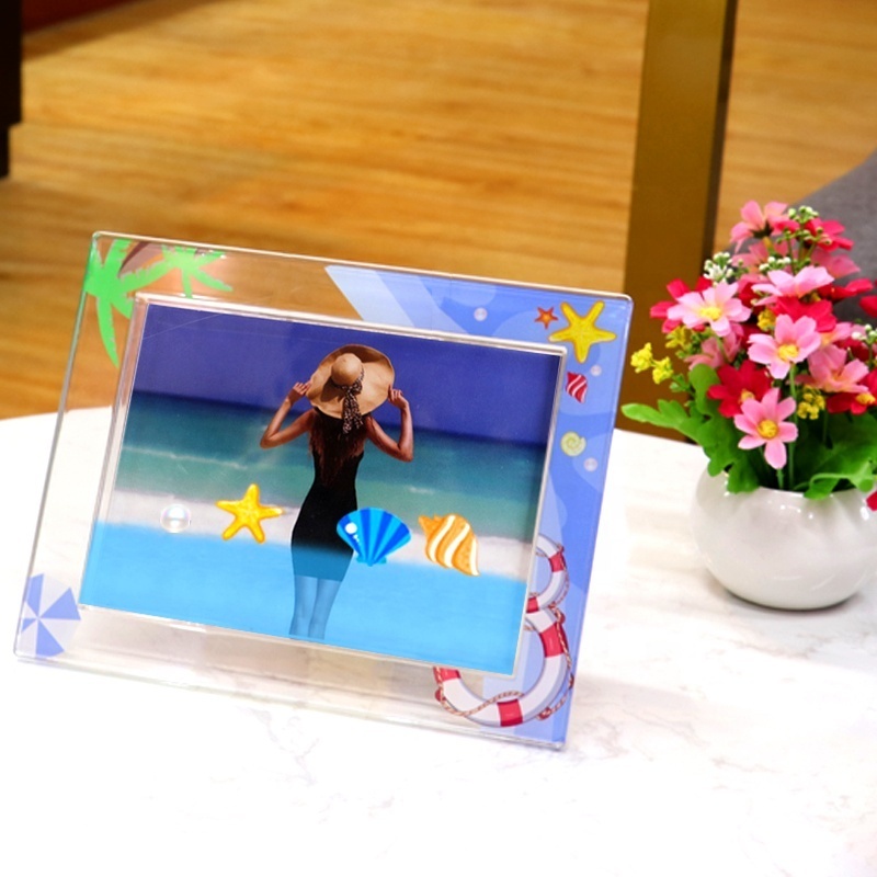 Sanlead 4x6 Glitter Liquid Photo Frame, Clear Plastic Acrylic Floating Sparkle Water Picture Frame