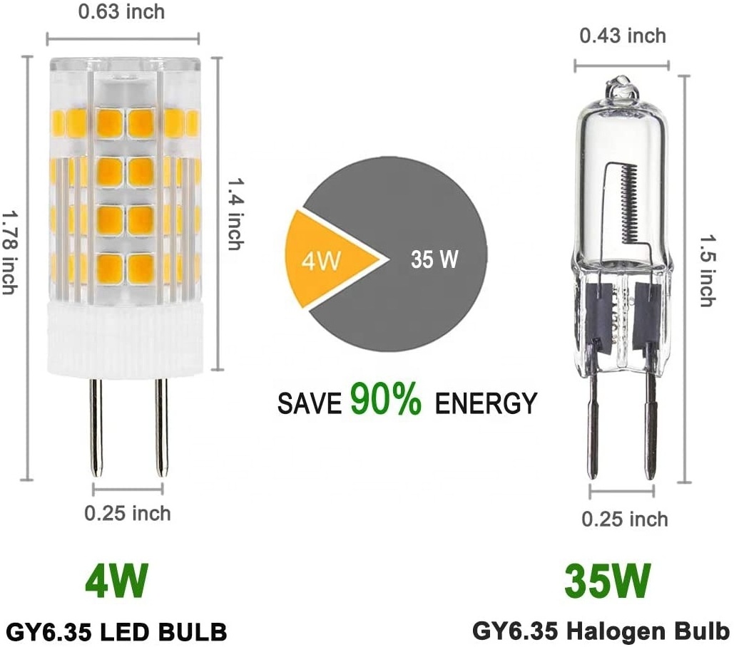 12V AC/DC G6.35 Led Bulb 2700K Warm White Type Bi-pin Base Light Non-dimmable Led GY6.35