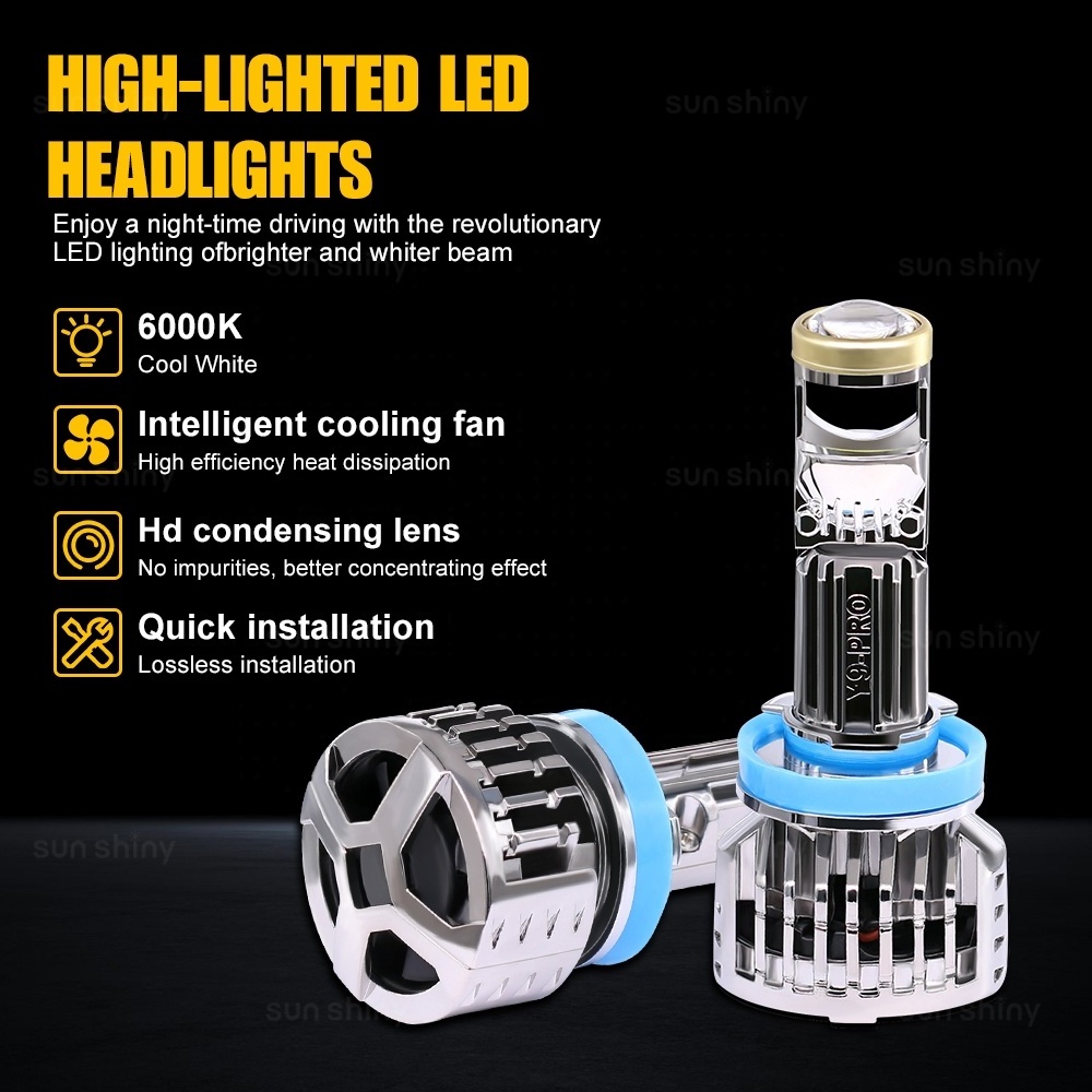 Classic Hot Y9 H11 Upgrade Y9 PRO H11 Led Headlights Lumen Higher H11 Projector Bulb For Cars