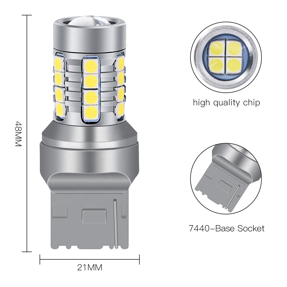 T20 White Bulb 7440 Turn Signals 28smd 3030 Chips 7440 Led Buld Car Brake Bulb W21w Brake Light Switch Back Up Brake Bulb