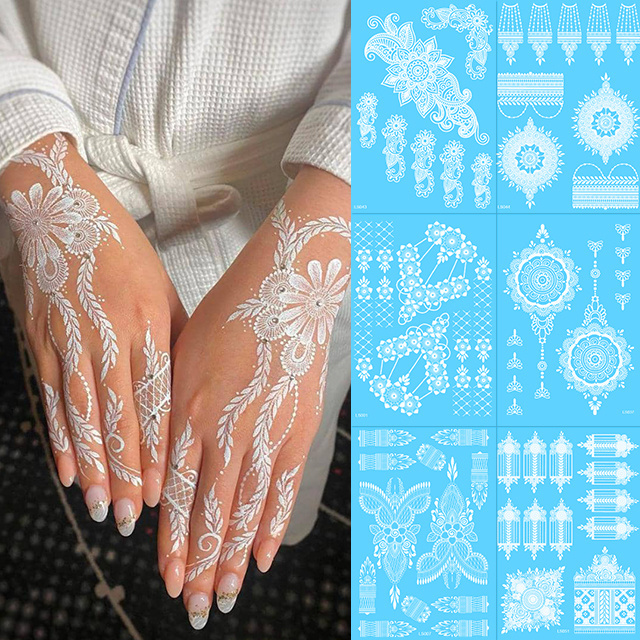 Quality Wholesale White Maroon Black Water Proof Temporary Mehndi Instant Henna Tattoo Stickers