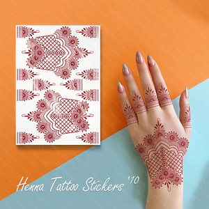 Brown Red Waterproof Rose Flower Finger Temporary Henna Tattoo Stickers For Ladies