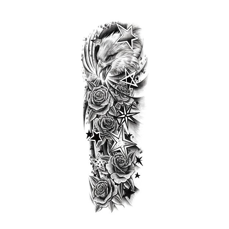 Free sample full arm temporary tattoo waterproof body art tattoo sticker arm oversized