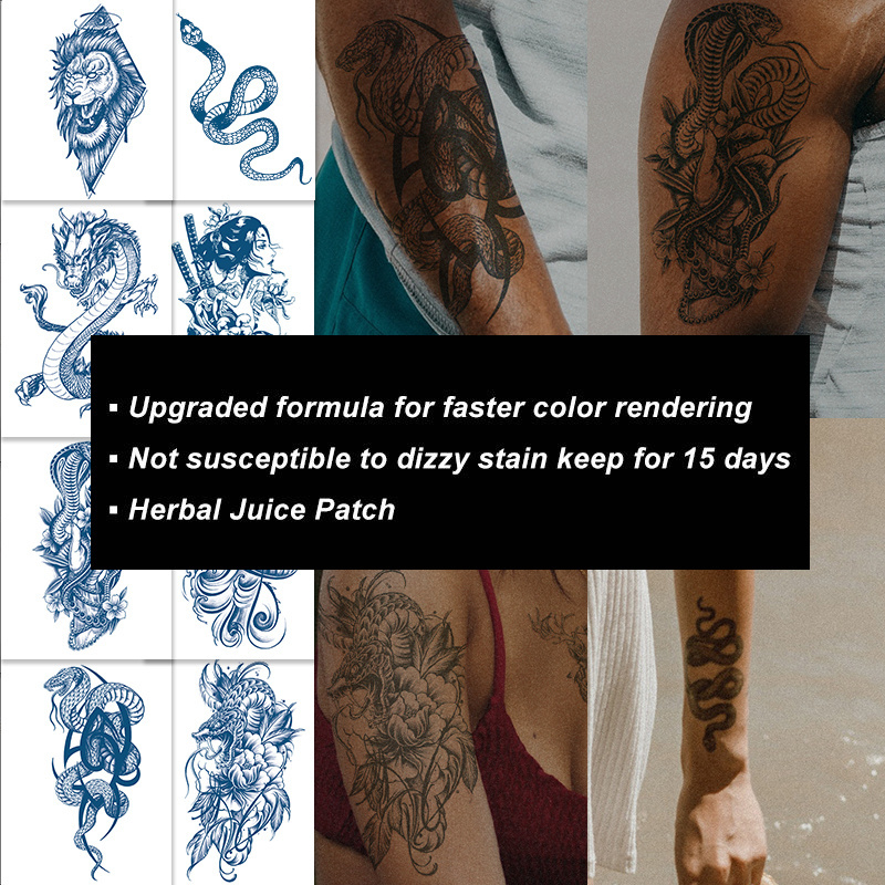 High Quality Last 1-2 Weeks Hyper Realistic Waterproof Semi Permanent Temporary Tattoo Sticker