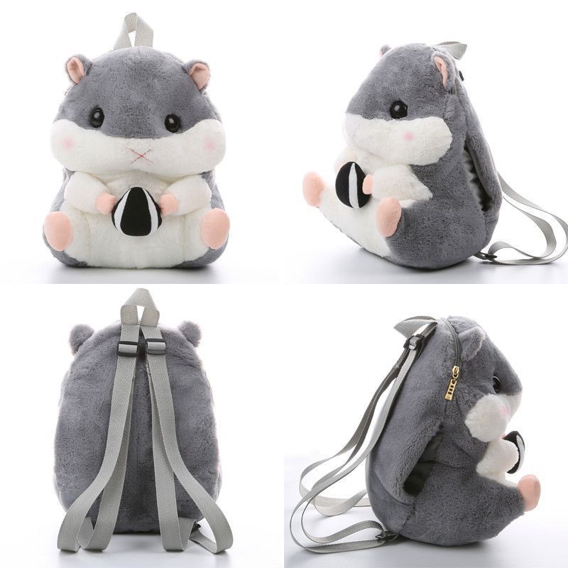 Cheap Kawaii 12 inch hamster Plush backpack for kids gifts stuffed cartoon animal bags