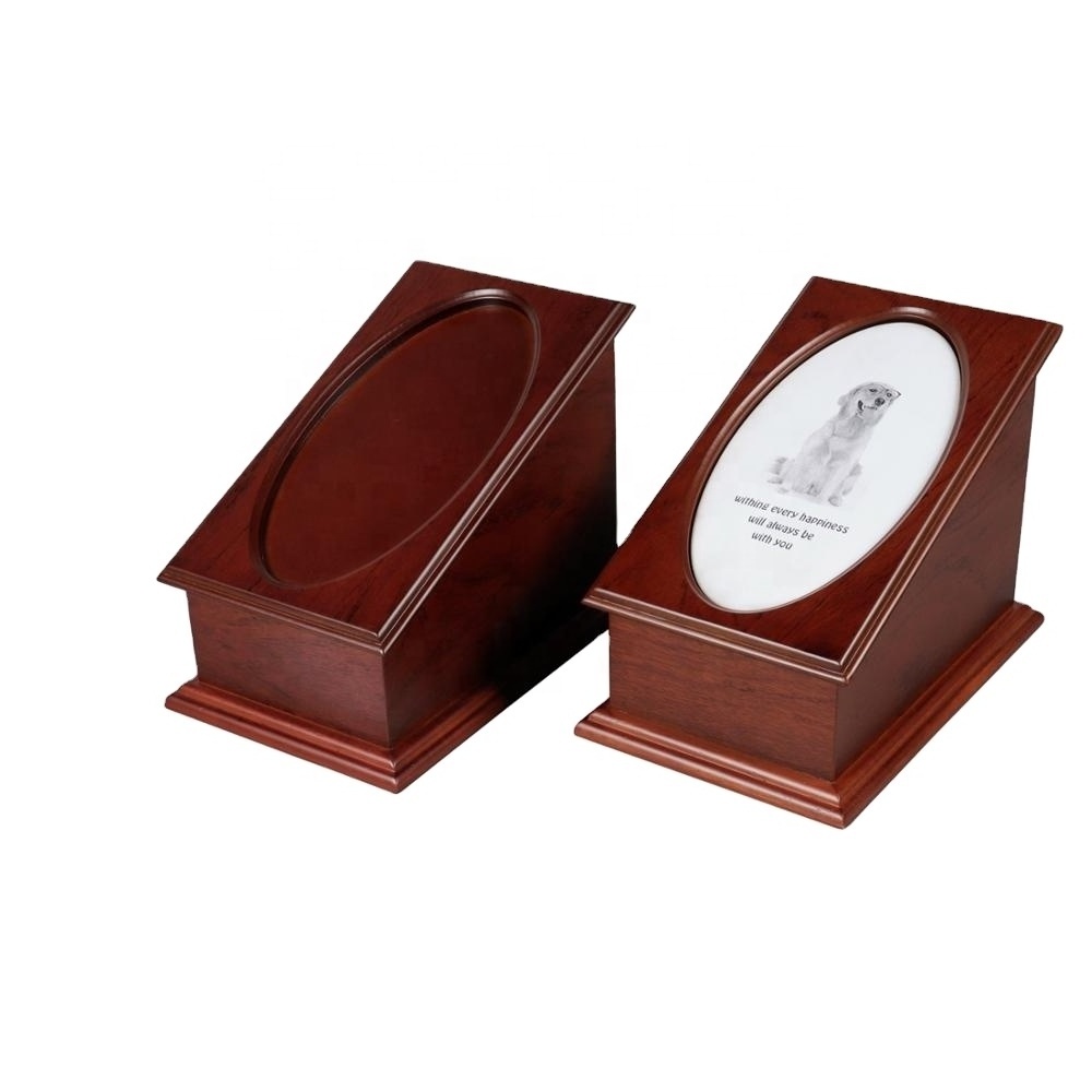 Factory Wholesale Pet Memorial Urns Ashes Keepsake Box Wooden Funeral Cremation Urns with Photo Frame