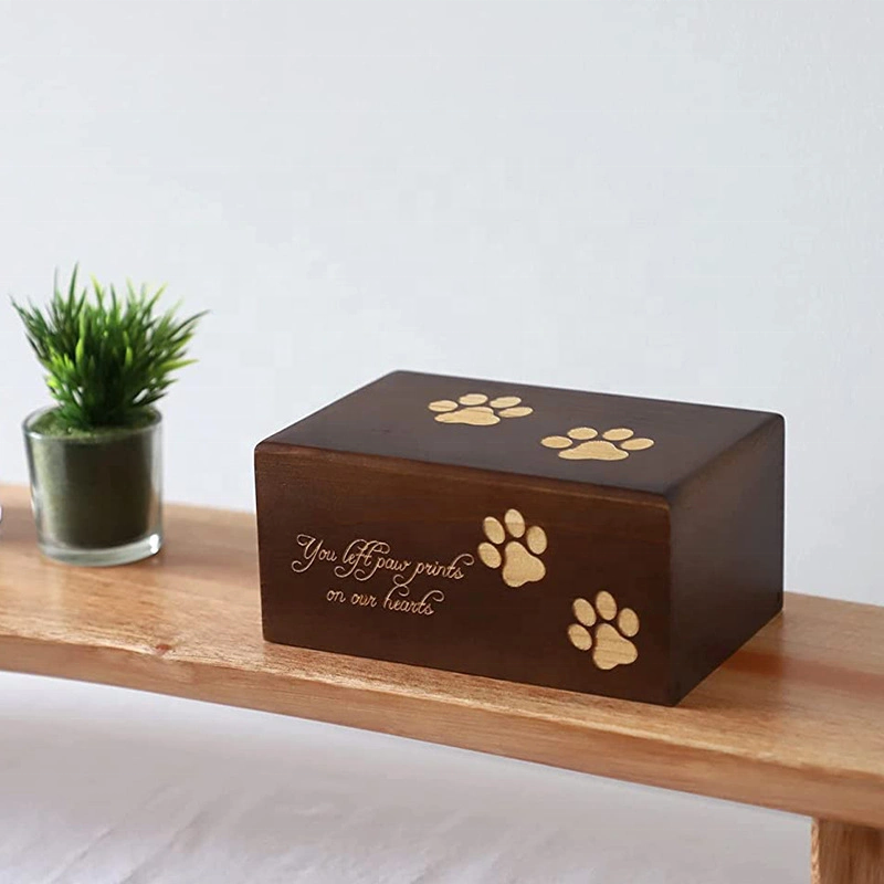 High Quality Ceramic Funeral Pet Urn Keepsake Urne Wooden Dog Urns for Pet Ashes