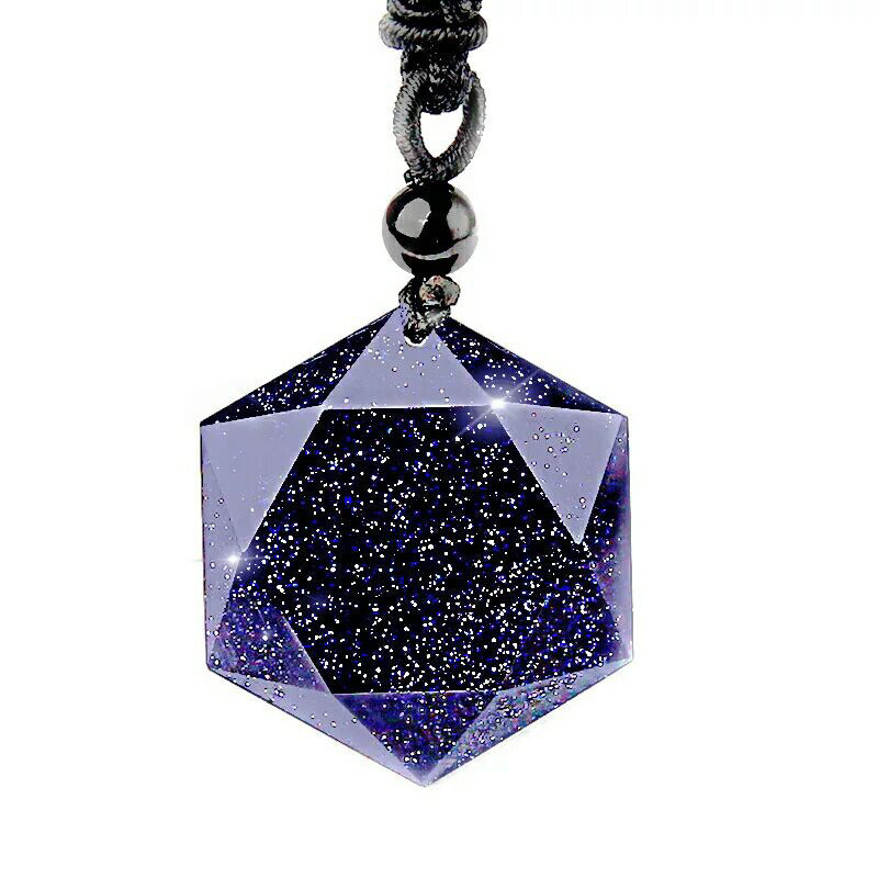 Starlight blue sand Obsidian Six Stars Pendant Necklace Men Sandstone Lucky Love Crystal Pendulum Energy Jewelry For Women