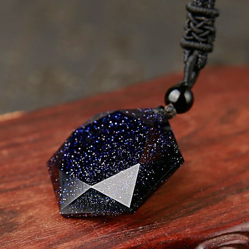 Starlight blue sand Obsidian Six Stars Pendant Necklace Men Sandstone Lucky Love Crystal Pendulum Energy Jewelry For Women