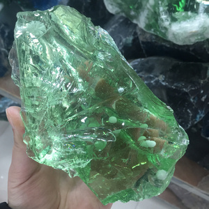 Wholesale natural quartz green clear coloured glaze crystal rough stone